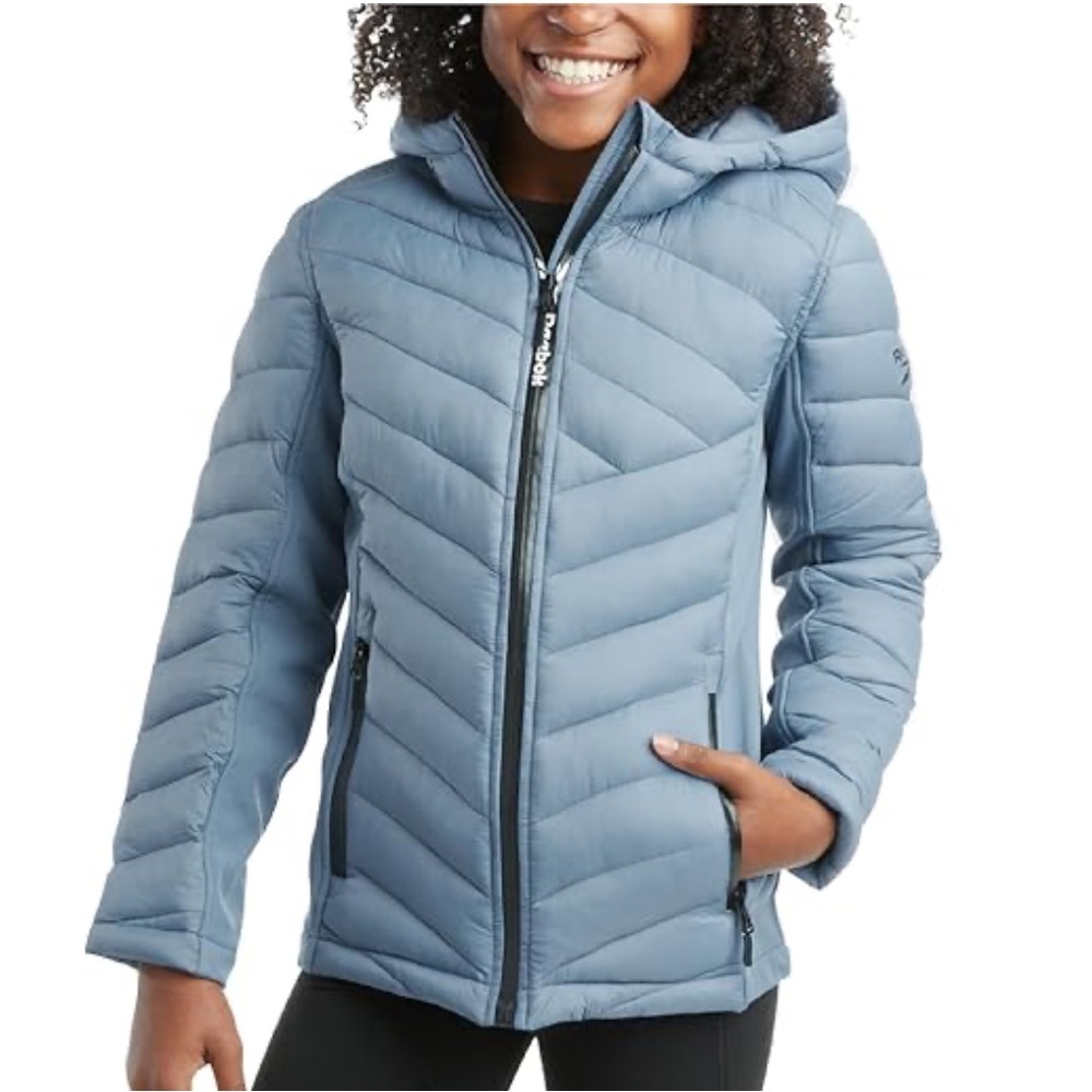 Reebok Girls Glacier Shield Light Blue-Gray Puffer Jacket
